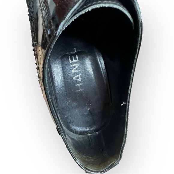 Chanel Patent Leather Lasercut Booties 37.5 - Picture 7 of 14